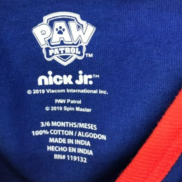 Paw Patrol Boys New Play, Rescue,‎ Sleep Repeat BodySuit Blue Red 3-6 Months - Picture 7 of 7